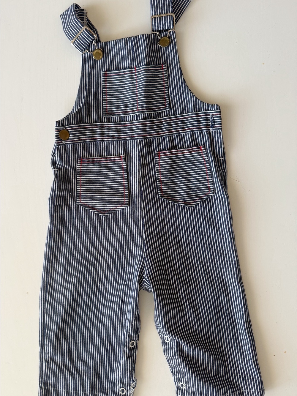 Vintage 24M  70s 80s Kids Toddler Health Tex Striped Poly Blend overalls